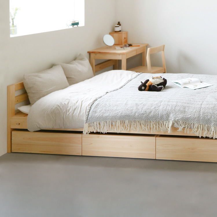 ベッドM ヘッドボード ひのき ベッド　無垢　シンプル　木製