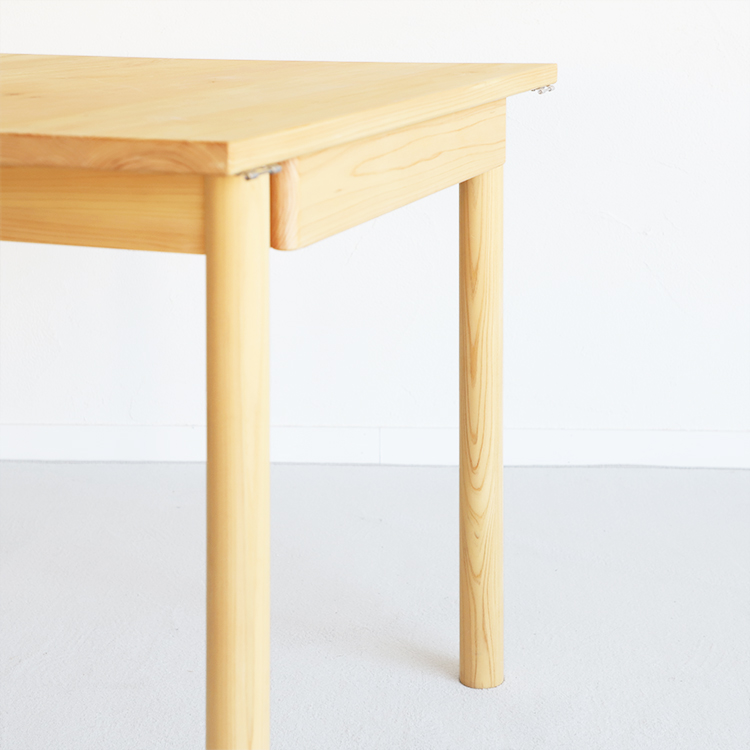 ストンとした丸脚 拡張テーブル B しかく テーブル オーガニック シンプル ひのき 木製