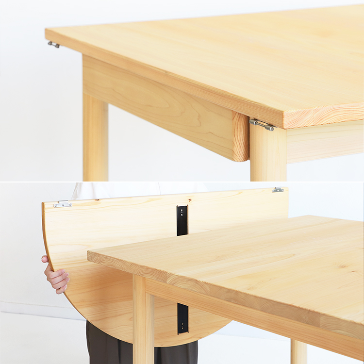 引っ掛けるだけの金具 拡張テーブル B しかく テーブル オーガニック シンプル ひのき 木製