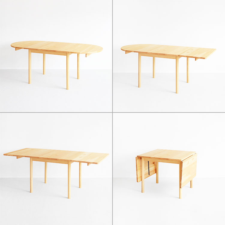図形のような形が目を引く、選べる3つの天板タイプ 拡張テーブル B まるしかく テーブル オーガニック シンプル ひのき 木製