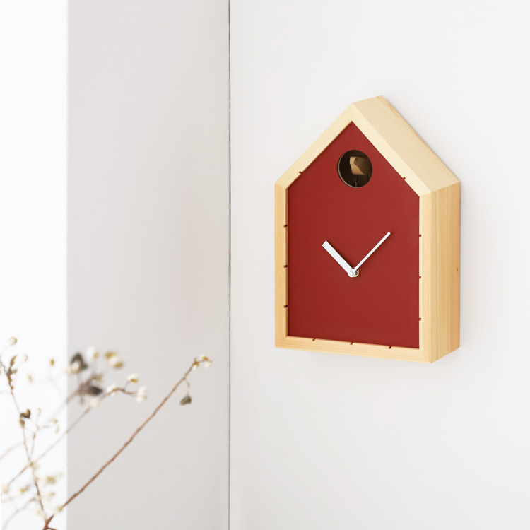 clock 9_9 カーマイン カッコー時計 リビング オーガニック シンプル ひのき 木製