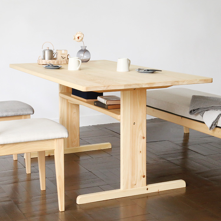 4人暮らしや来客時も使いやすいソファダイニングテーブル ダイニングセット 02 テーブル チェア ベンチ ひのき シンプル 木製