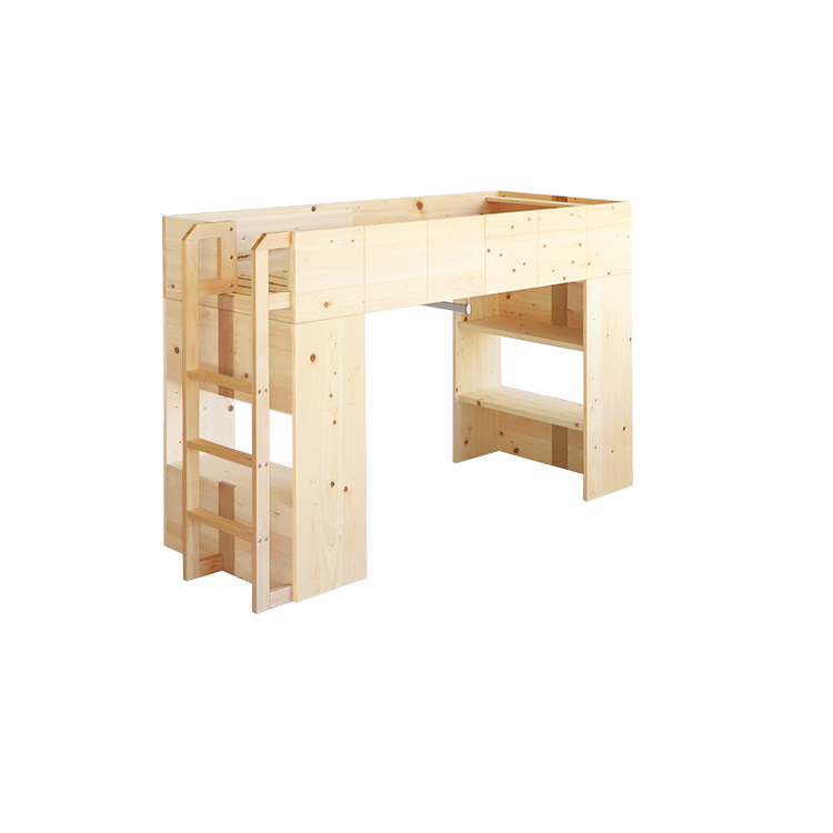 ロフトベッドL 本棚タイプSS ひのき ベッド 収納 シンプル 木製