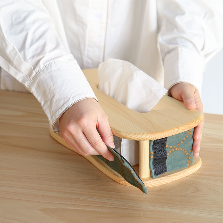 マジックテープで簡単に取り付け ティッシュカバー kaku ひのき mina perhonen ミナペルホネン シンプル 木製