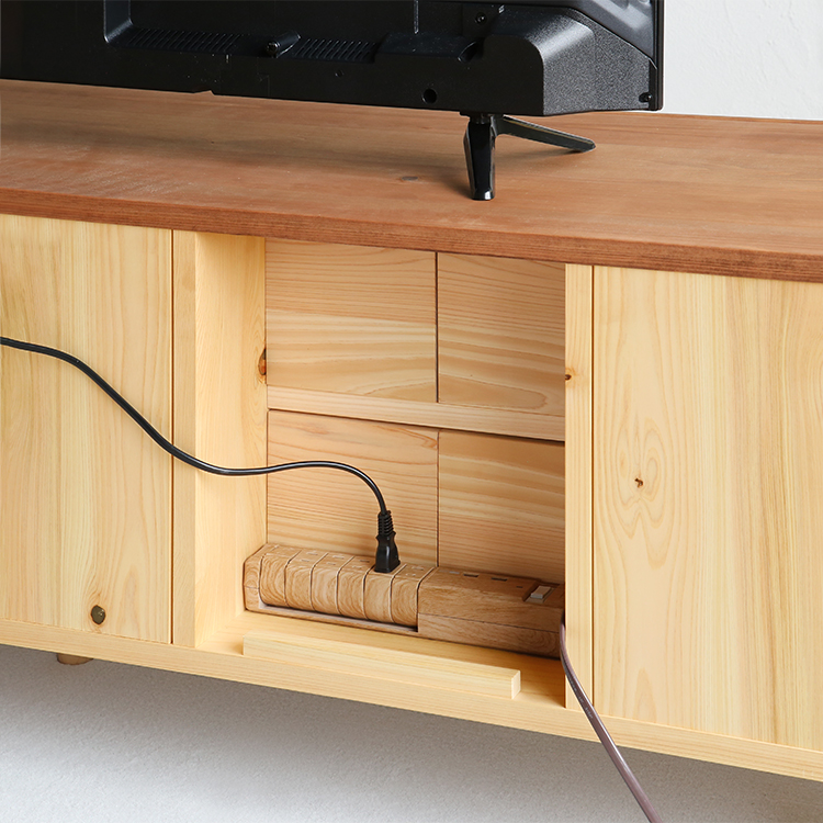 電源タップを収納できるケーブルスペース テレビボード C150 HI テレビボード ハイタイプ 収納 オーガニック シンプル ひのき 木製