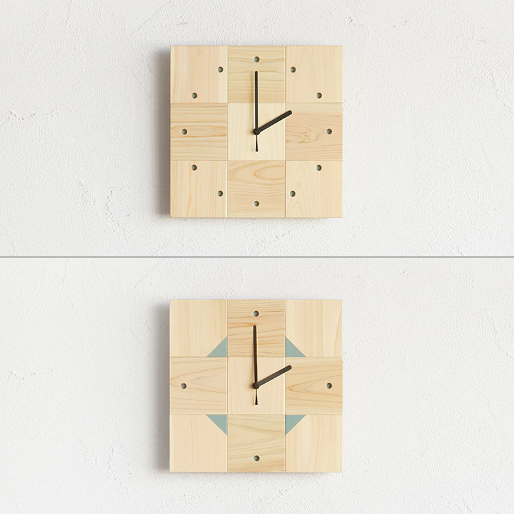 パネルデザインで統一できるclockシリーズ ウッドアートパネル 2×2 natural ひのき ウッドパネル シンプル 木製 壁掛け