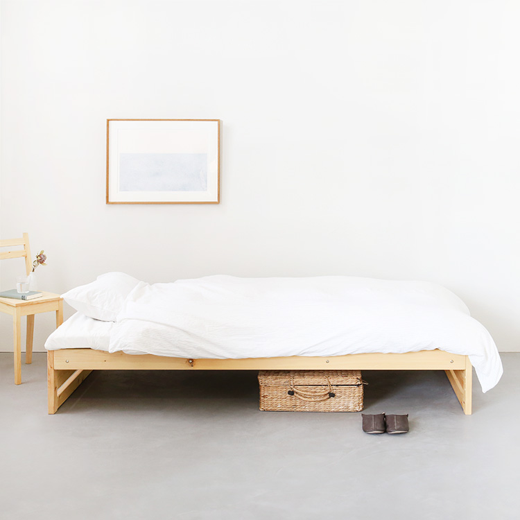ベッドM フラット ひのき ベッド　無垢　シンプル　木製