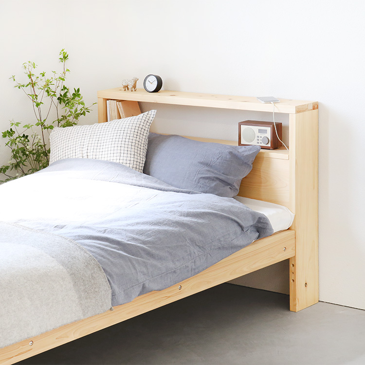 ベッドM ヘッドボード ひのき ベッド　無垢　シンプル　木製