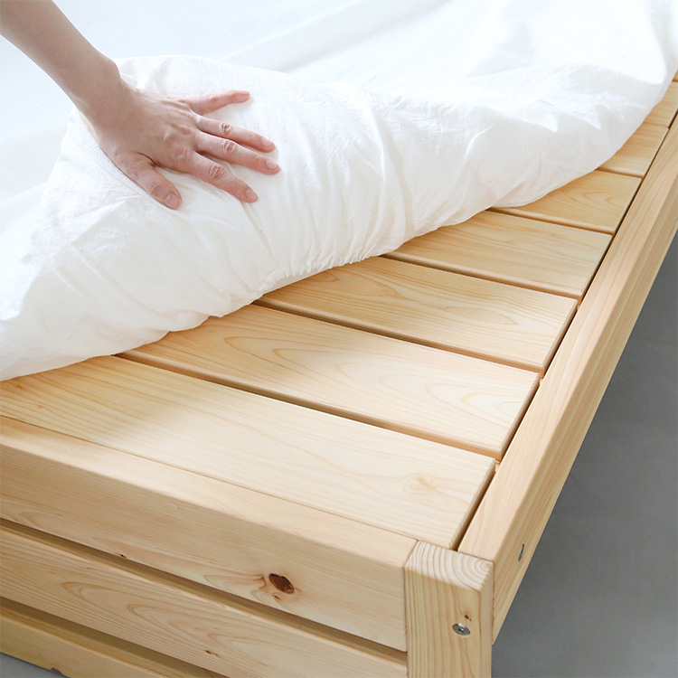 他にはない、贅沢なすのこ使い ひのき ベッド　無垢　シンプル　木製