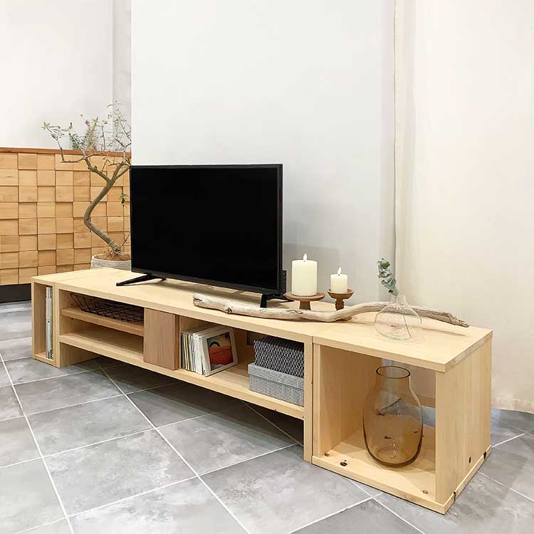 wakuを使ってサイズと収納をプラス ひのき テレビボード 無垢 シンプル 木製