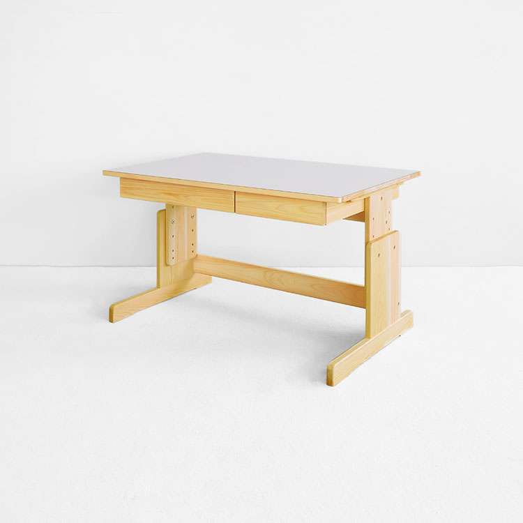 2本脚デスク 100 学習机 高さ調節 オーガニック シンプル ひのき 木製