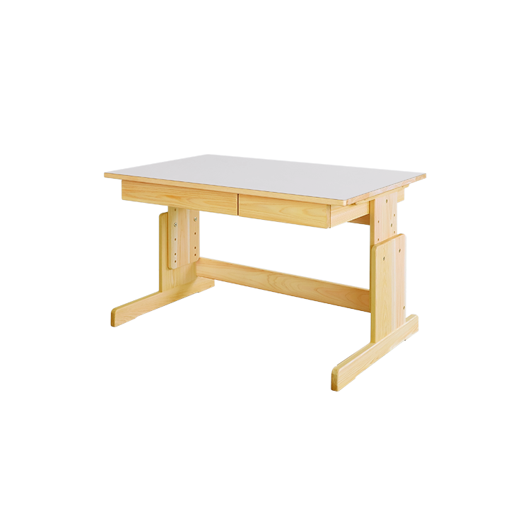 2本脚デスク 100 学習机 高さ調節 オーガニック シンプル ひのき 木製