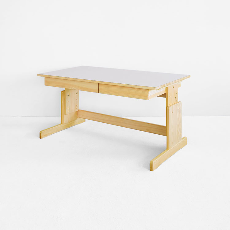 2本脚デスク 115 学習机 高さ調節 オーガニック シンプル ひのき 木製