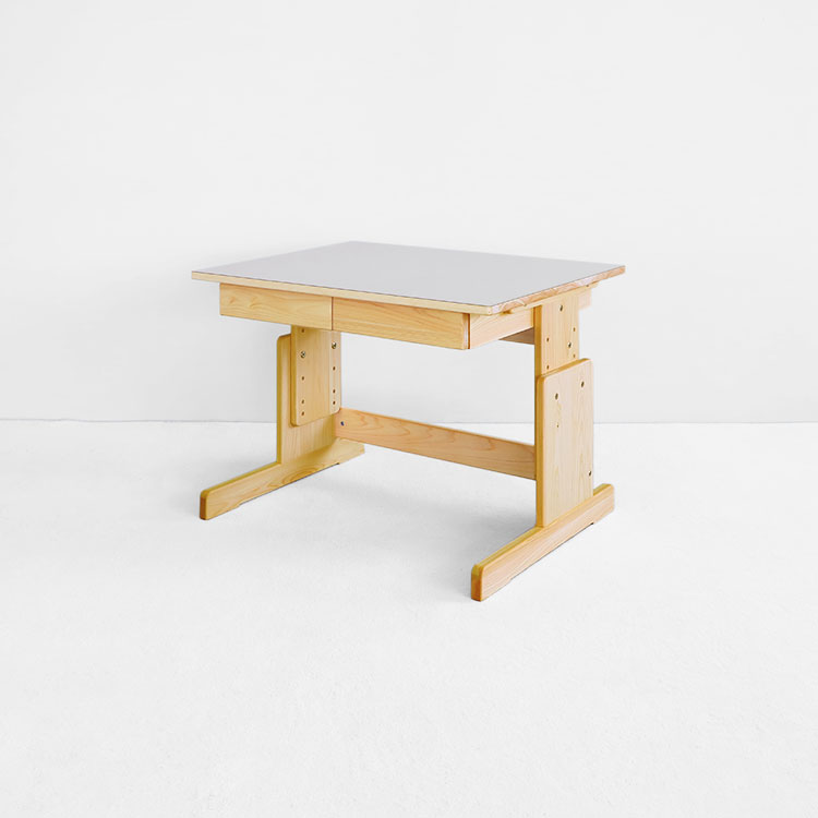 2本脚デスク 80 学習机 高さ調節 オーガニック シンプル ひのき 木製