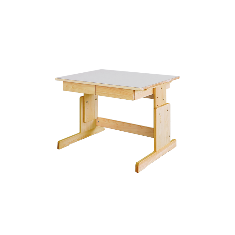 2本脚デスク 80 学習机 高さ調節 オーガニック シンプル ひのき 木製