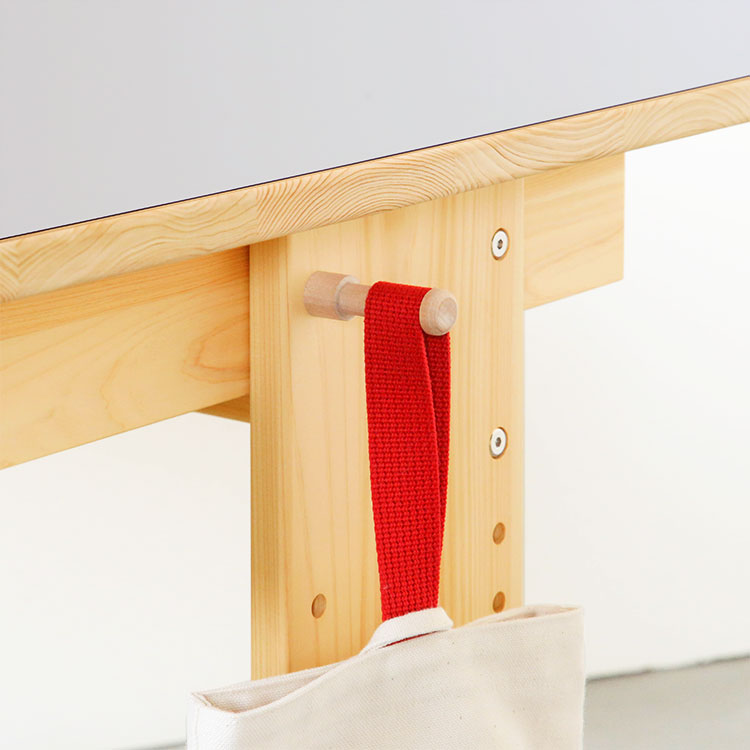 2本脚デスク 100 学習机 高さ調節 オーガニック シンプル ひのき 木製