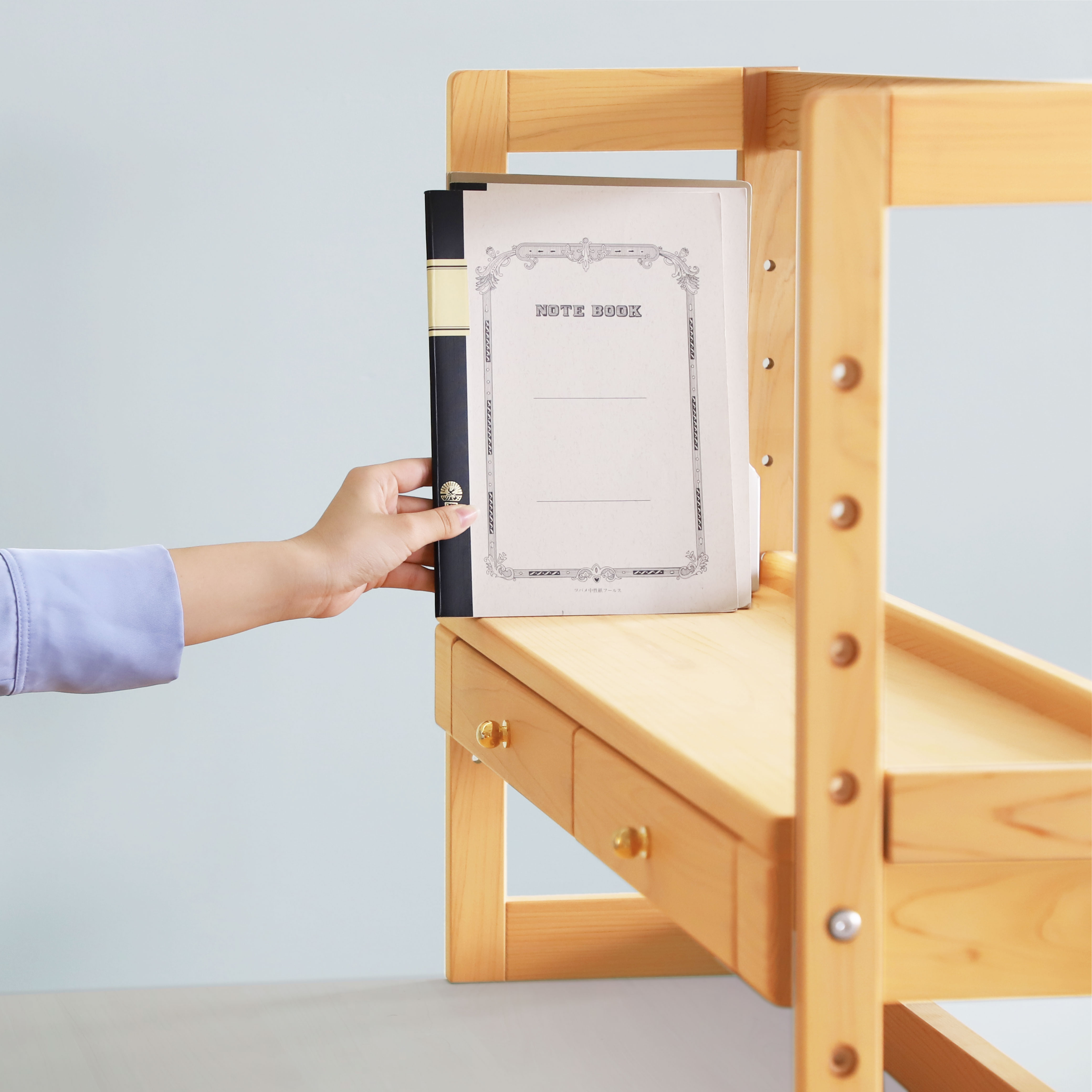 2本脚デスク 100 学習机 高さ調節 オーガニック シンプル ひのき 木製