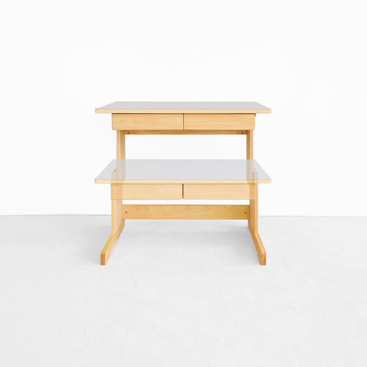 2本脚デスク 100 学習机 高さ調節 オーガニック シンプル ひのき 木製