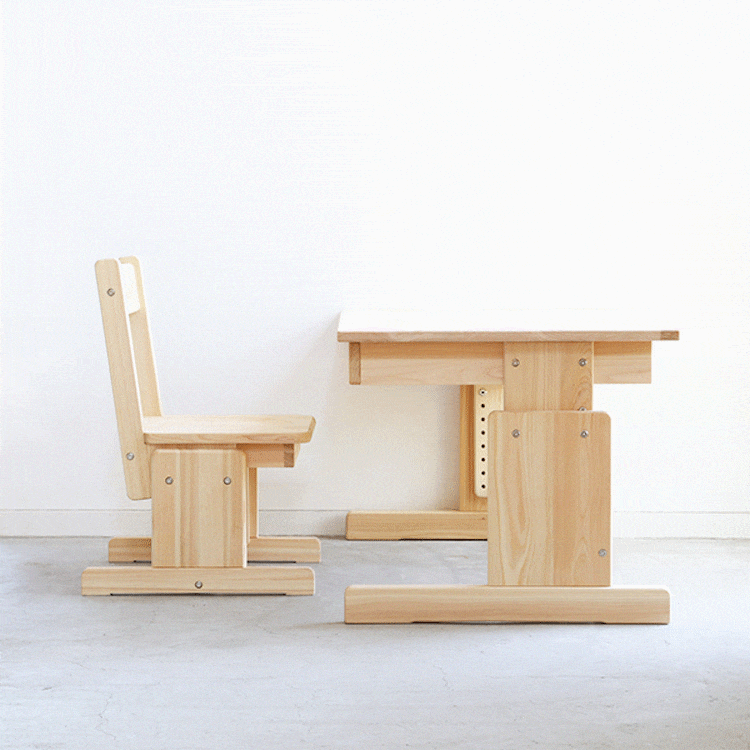 技術力が光る、高さ調整可能な無垢の椅子 2本脚チェア basic color ひのき 椅子 シンプル 木製