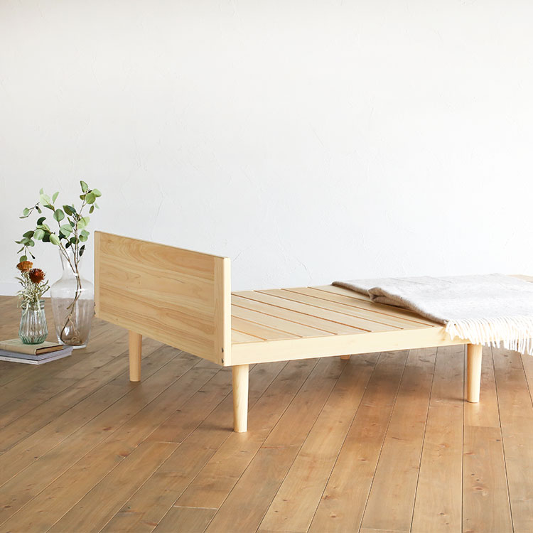 木目の美しさが際立つ、ヘッドパネル ベッドF スタンダード SD ひのき ベッド シンプル 木製
