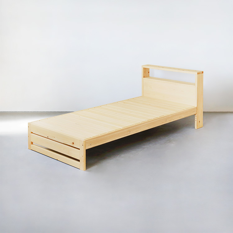 便利な棚付き、すのこを贅沢に使ったひのきベッド ベッドM ヘッドボード ひのき シンプル 木製