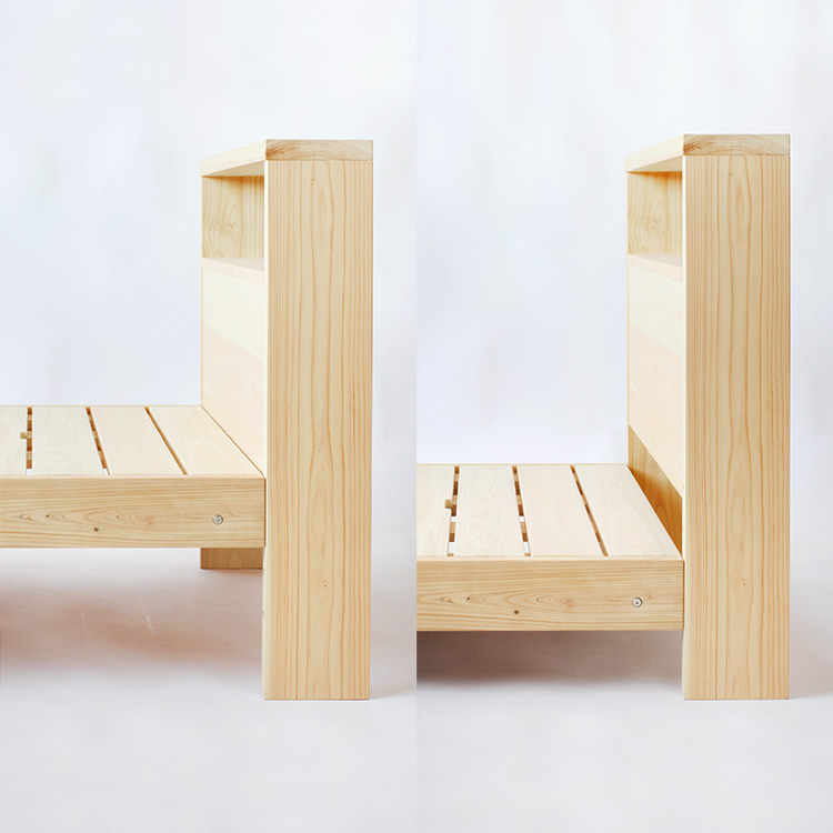 2段階の高さ調節可能 ベッドM ヘッドボード  ひのき シンプル 木製