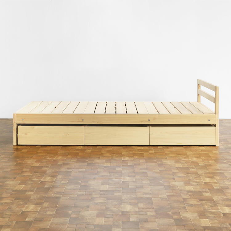 無垢材のぬくもりと美しさを味わえる ベッドセット 01 ベッド 収納ボックス ひのき 檜 シンプル 木製 オーガニック