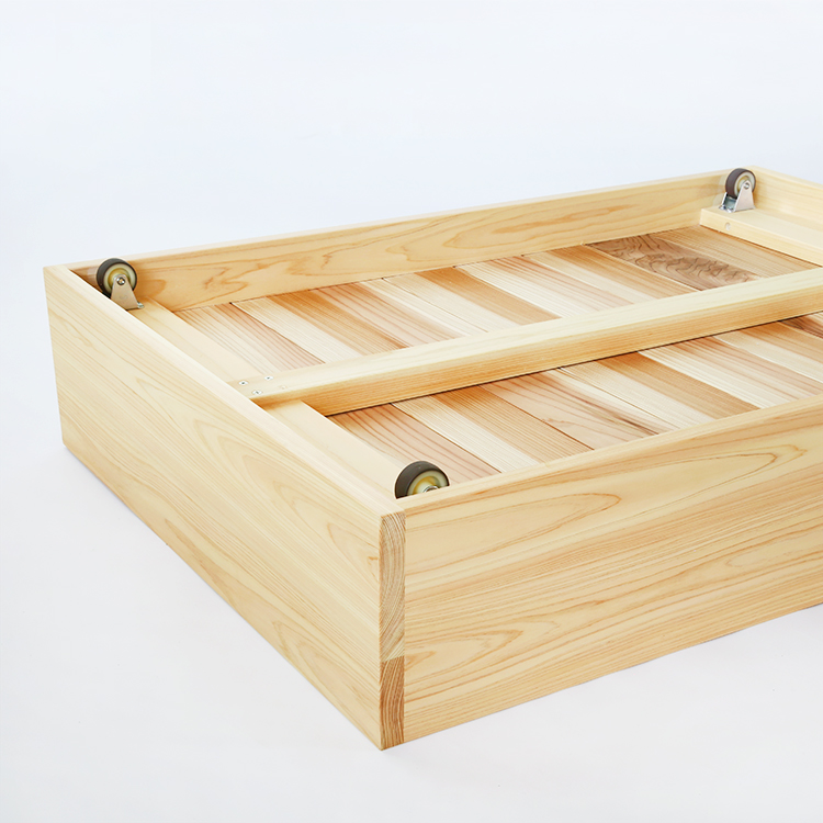 スムーズに引き出せるキャスター付き ベッドセット 01 ベッド 収納ボックス ひのき 檜 シンプル 木製 オーガニック