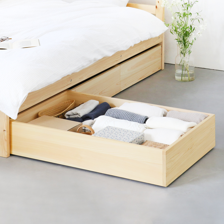 バスタブ１杯分のたっぷり収納 ベッドセット 01 ベッド 収納ボックス ひのき 檜 シンプル 木製 オーガニック