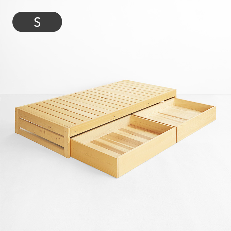 お部屋をすっきりまとめるフラットベッドのセット ベッドセット 02 ベッド 収納ボックス ひのき 檜 シンプル 木製 オーガニック