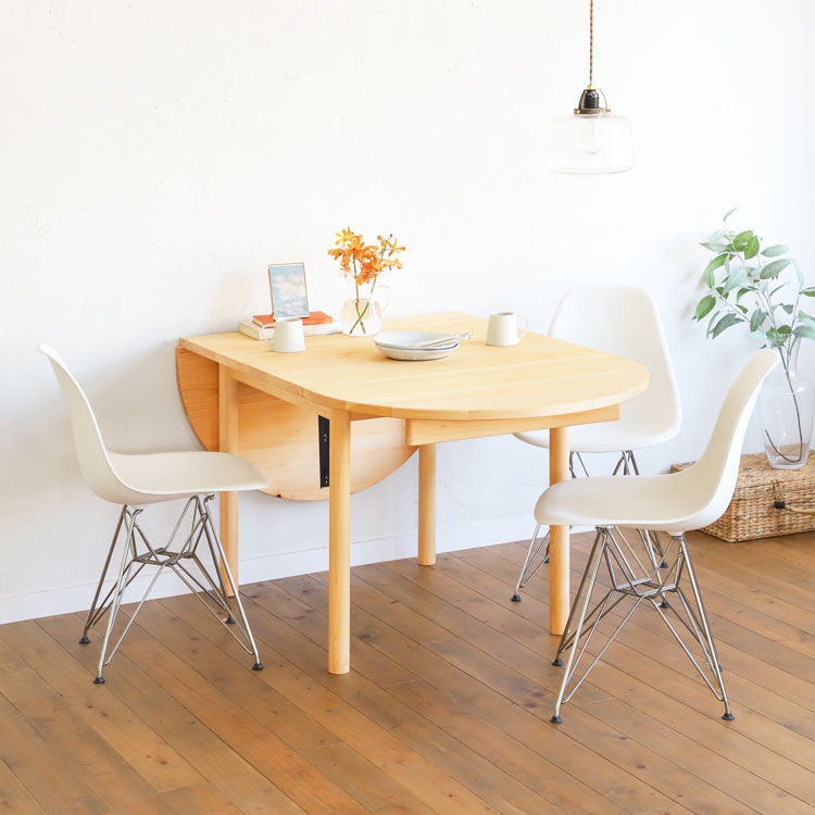 壁付けして片方を拡張するスタイルもOK 拡張テーブル B まる テーブル オーガニック シンプル ひのき 木製