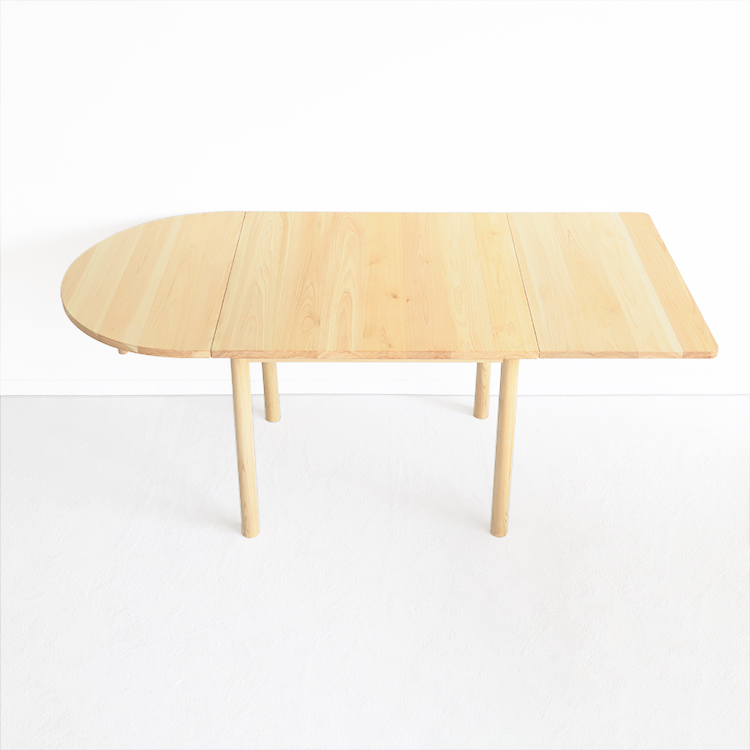 左右のテーブルを広げると、4〜6人掛けに 拡張テーブル B まるしかく テーブル オーガニック シンプル ひのき 木製