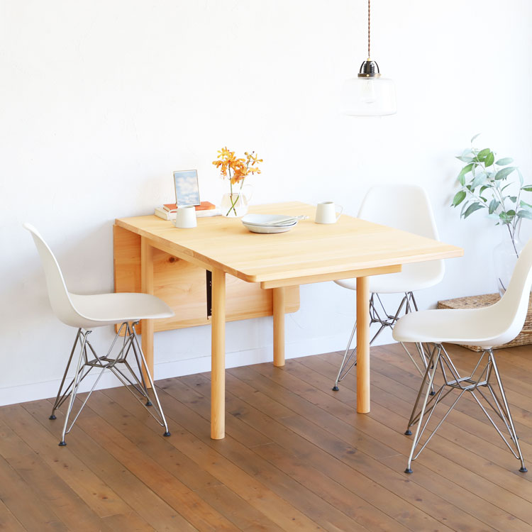 壁付けして片方を拡張するスタイルもOK 拡張テーブル B しかく テーブル オーガニック シンプル ひのき 木製