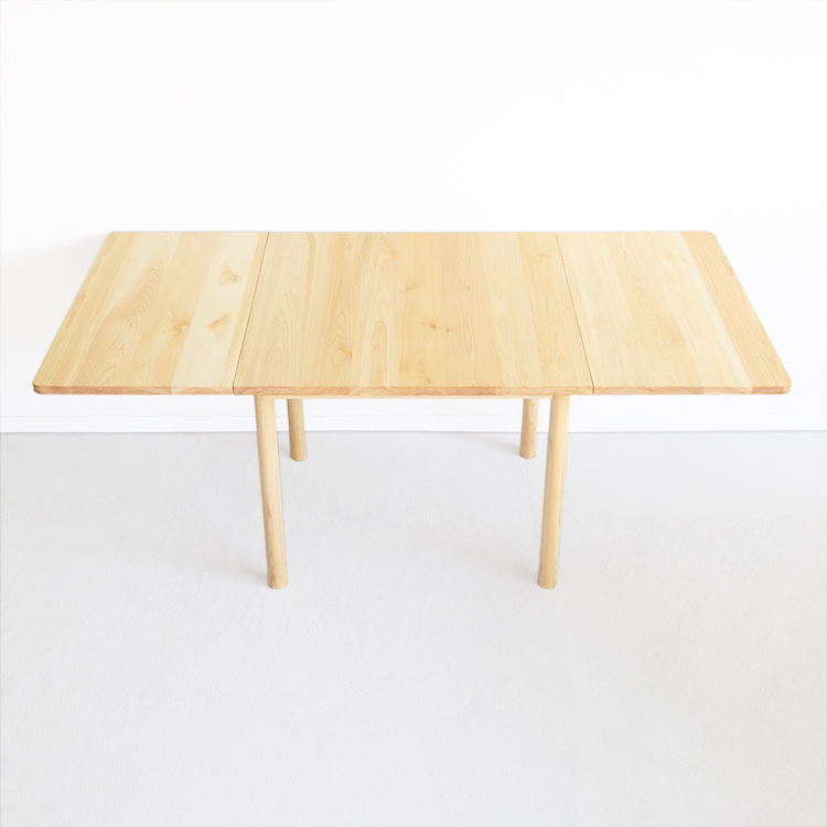 左右のテーブルを広げると、4〜6人掛けに 拡張テーブル B しかく テーブル オーガニック シンプル ひのき 木製