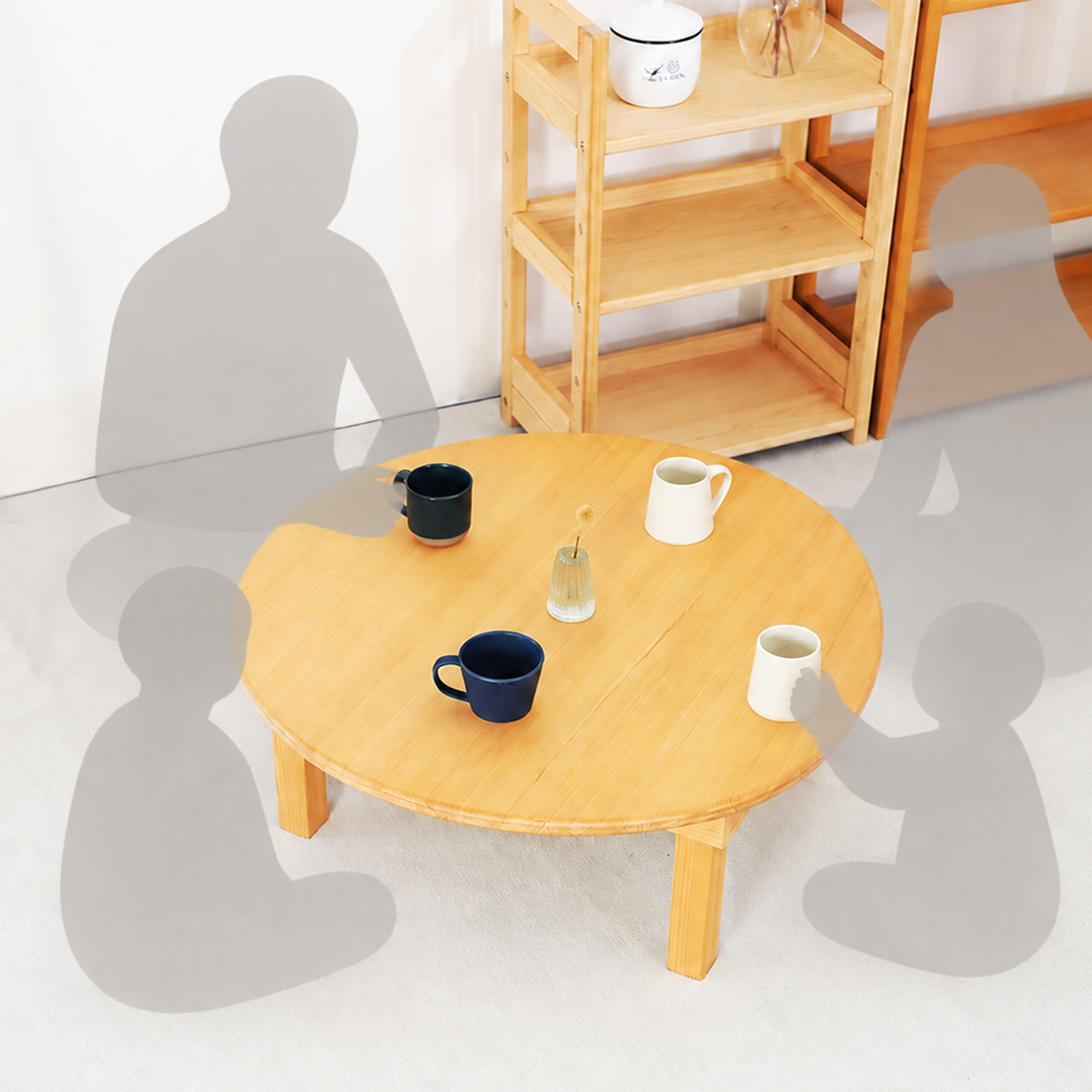 まるいから、自然とみんなで囲める