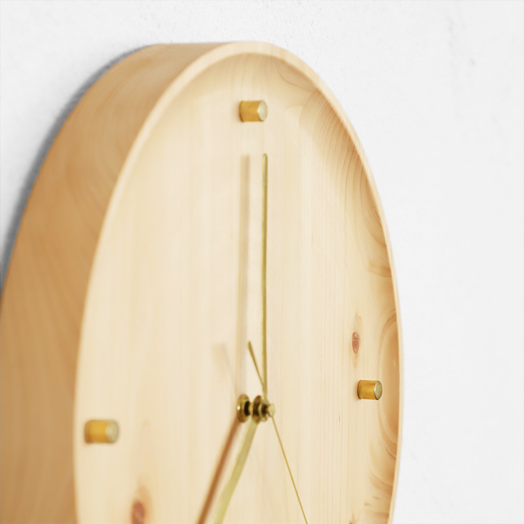 高度な加工技術で仕上げた無垢のひのきの時計 clock O ひのき シンプル 木製 時計 オーガニック 数量限定商品