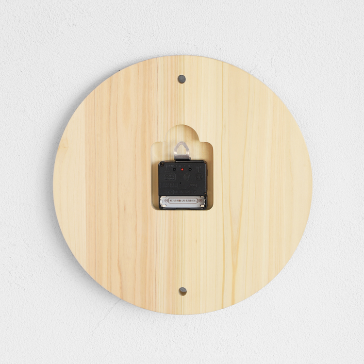 時計の裏、画鋲でつくよ clock ring hinoki ひのき リノリウム シンプル 木製 時計 オーガニック ネットストア限定商品