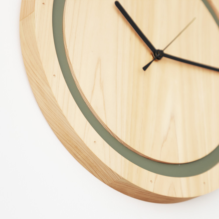 デザインを主張しないシンプルなデザイン clock ring .ERA  ひのき 草木染め リノリウム シンプル 木製 時計 オーガニック ネットストア限定商品