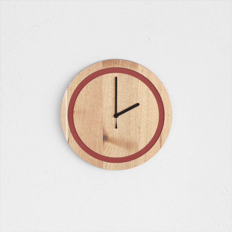 天然素材のリノリウムがアクセント オーガニックな家具屋がつくる時計 clock ring kurumi くるみ 胡桃 リノリウム シンプル 木製 時計 オーガニック ネットストア限定商品