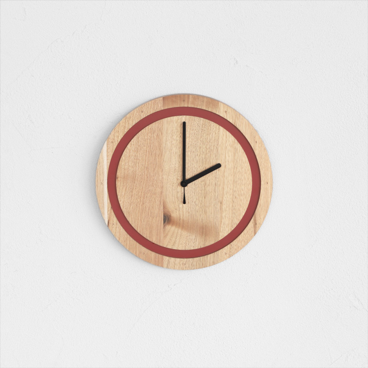天然素材のリノリウムがアクセント オーガニックな家具屋がつくる時計 clock ring kurumi くるみ 胡桃 リノリウム シンプル 木製 時計 オーガニック ネットストア限定商品