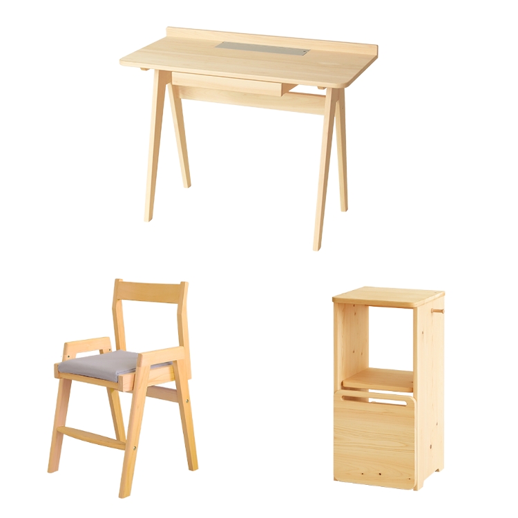 セット内容は3点 北欧スタイルデスクセット 学習机  デスク nvovoデスク チェア  送料無料 オーガニック ひのき シンプル 国産 木製