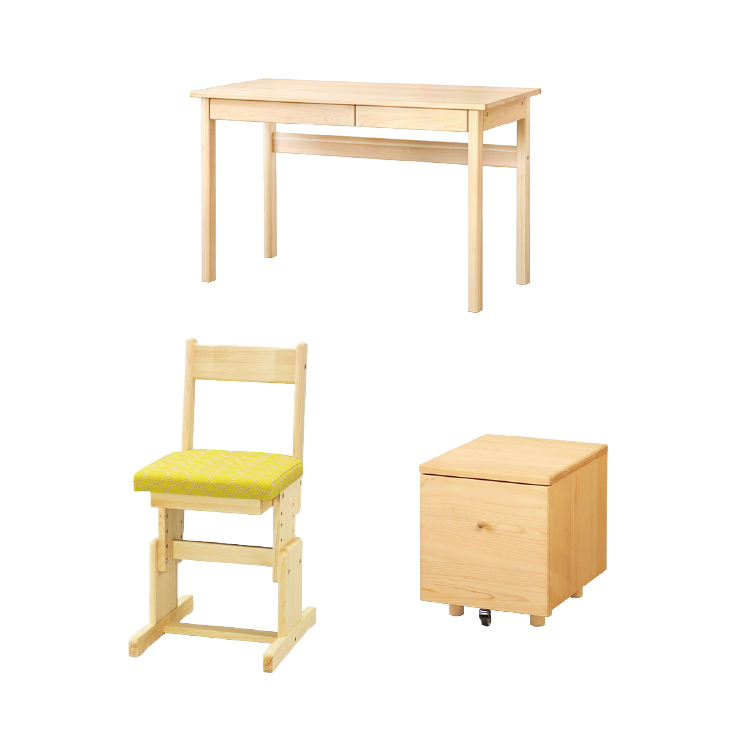 即納コンパクトセット 学習机  デスク 送料無料 オーガニック ひのき シンプル 国産 木製