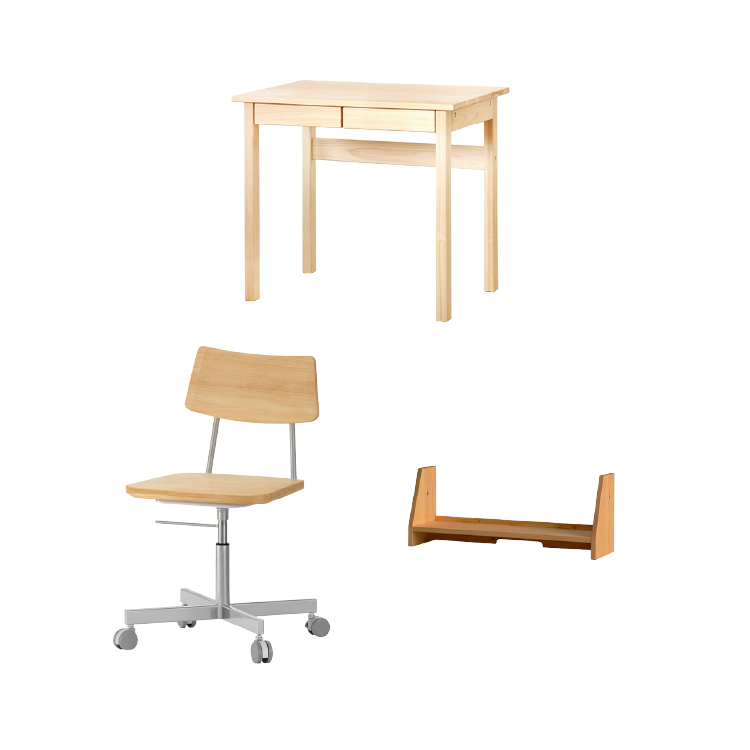 即納スタディセット 学習机  デスク 送料無料 オーガニック ひのき シンプル 国産 木製