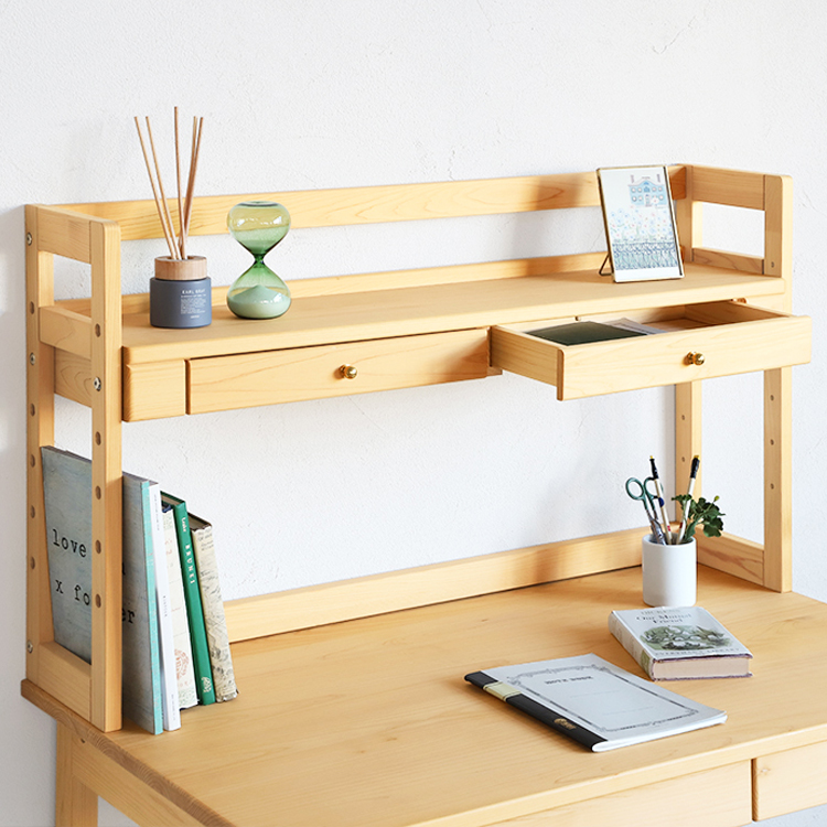 机上のスペースを有効活用 キシル定番デスクセット 学習机  デスク 4本脚デスク 送料無料 オーガニック ひのき シンプル 国産 木製