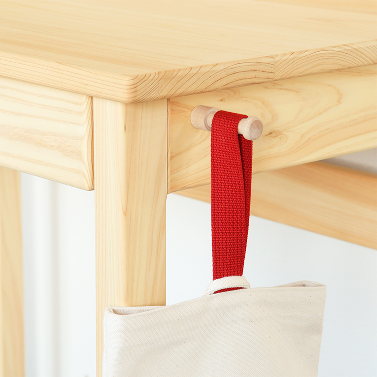 便利なサイドフック キシル定番デスクセット 学習机  デスク 4本脚デスク 送料無料 オーガニック ひのき シンプル 国産 木製