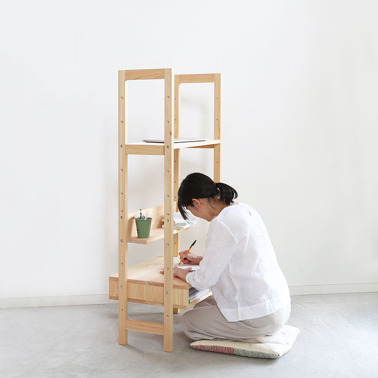 高さ調節の参考① 椅子のいらない座卓スタイル デスクラック 60 ひのき 学習机 シンプル 木製