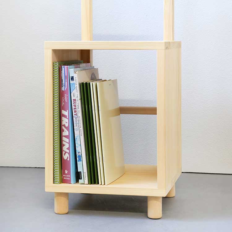図鑑やスケッチブックも収納できる高さ ハシゴ ランドセルラック ひのき シンプル 木製