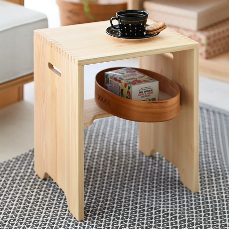 ちょっとしたものを置ける小さな棚 HOURI スツール ひのき 椅子 スツール シンプル 木製