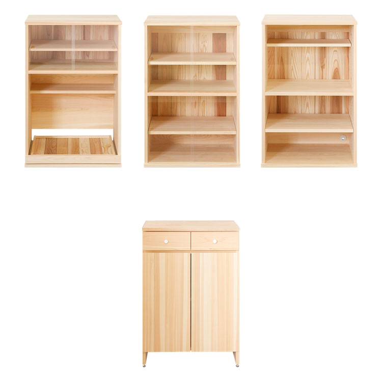 HOW TO SELECT 上段は「utility」「cupboard」「shelf」の３種をご用意しています キッチンボード A　キッチン収納　ひのき　シンプル　木製