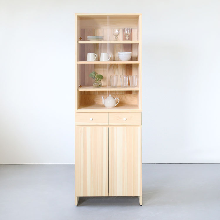 大切な器を美しく収納する「cupboard」 キッチンボード A　キッチン収納　ひのき　シンプル　木製